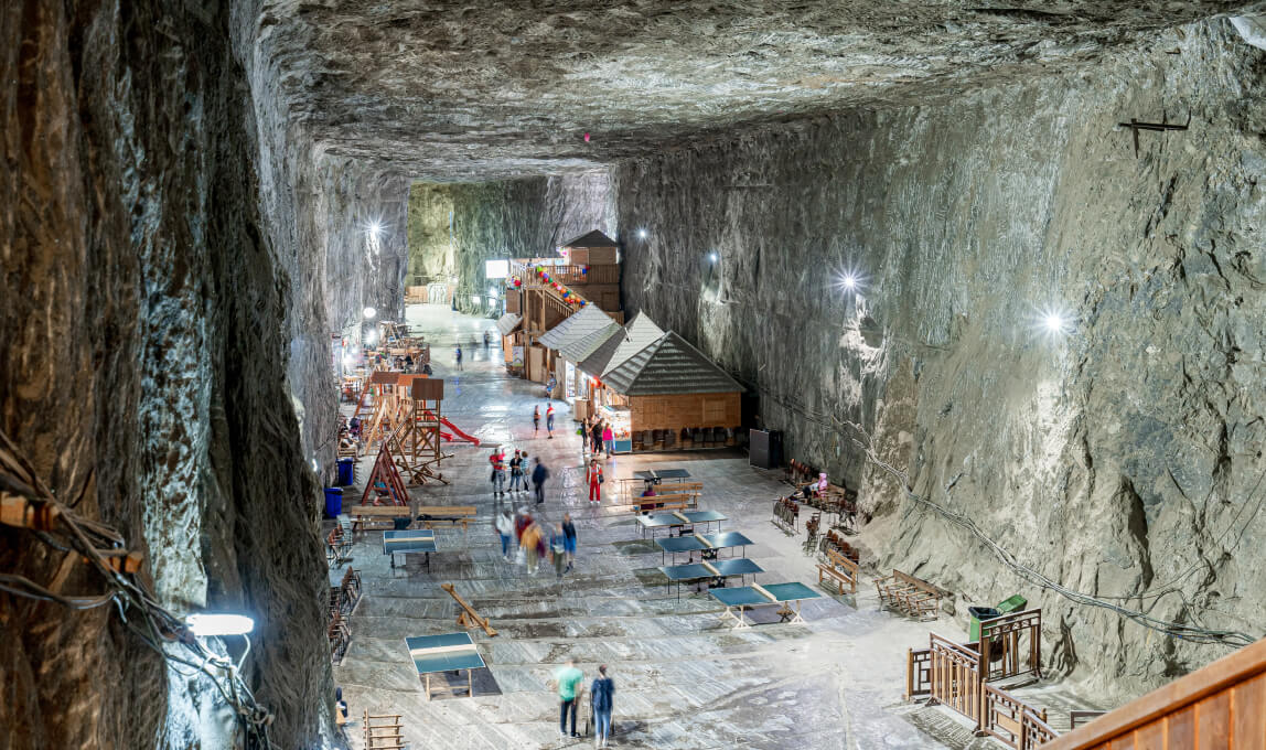 The salt mine and the butterfly house